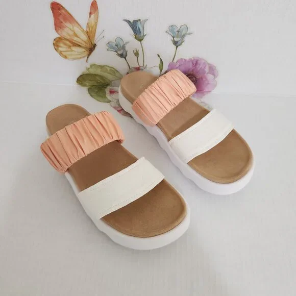 Koolaburra by UGG Tayla Size 8 Double Band Slide Slip-on Sandals - Picture 1 of 10